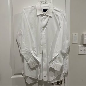 David Donahue regular fit white cotton dress shirt 17.5